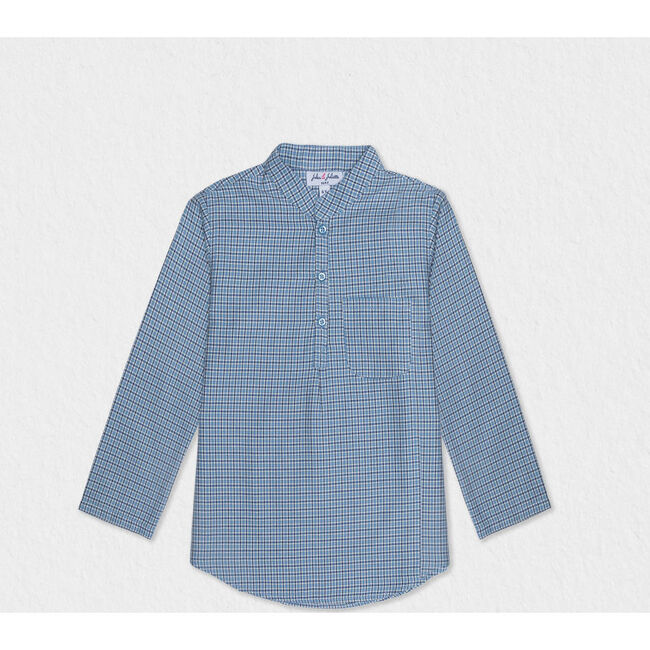 Azad Boy Shirt, Blue Check - Shirts - 1