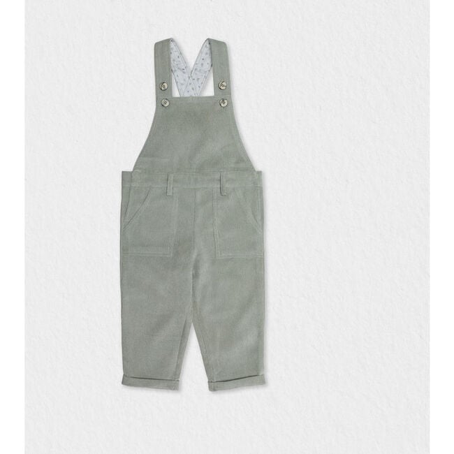 Augustin Baby Boy Corduroy Dungaree, Light Green - Pants - 1