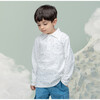 Brandan Boy Polo Organic Cotton, White Grey Leaves - Polo Shirts - 3