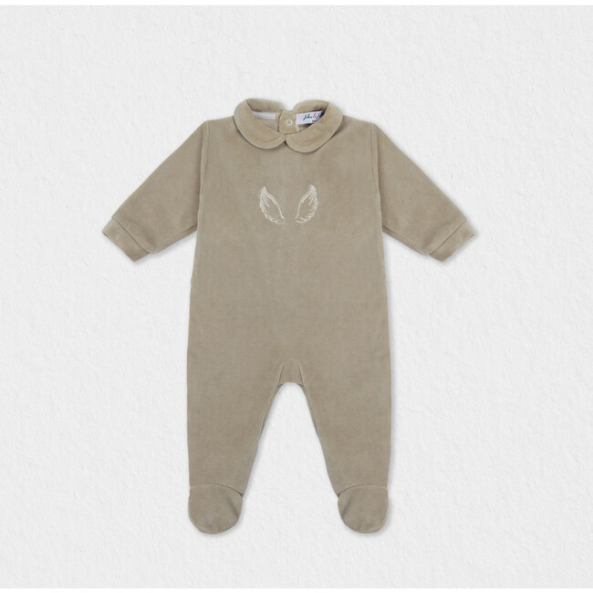 Angelic Velvet Pajamas, Beige - Footie Pajamas - 1