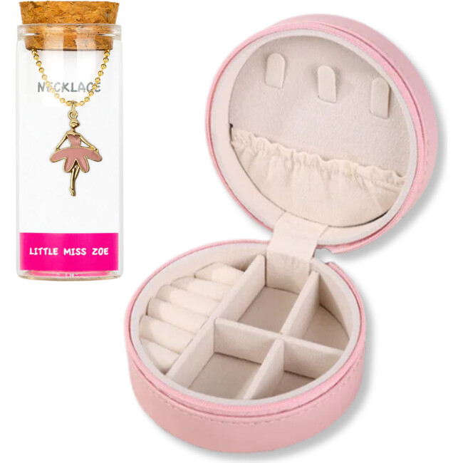 Ballerina Necklace and Jewelry Case Set, Pink