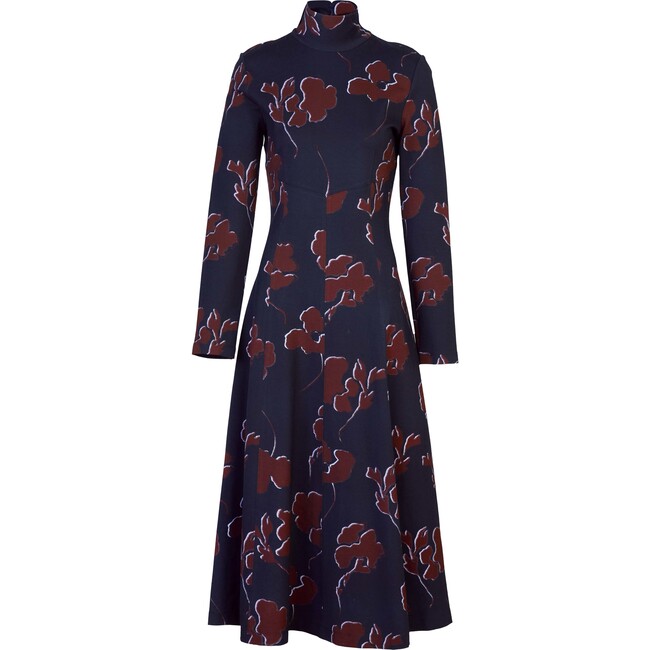 Women's Thea Dress, Dark Navy/Mulberry Multi