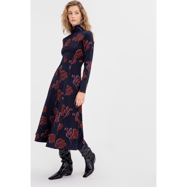 Women's Thea Dress, Dark Navy/Mulberry Multi - Dresses - 3