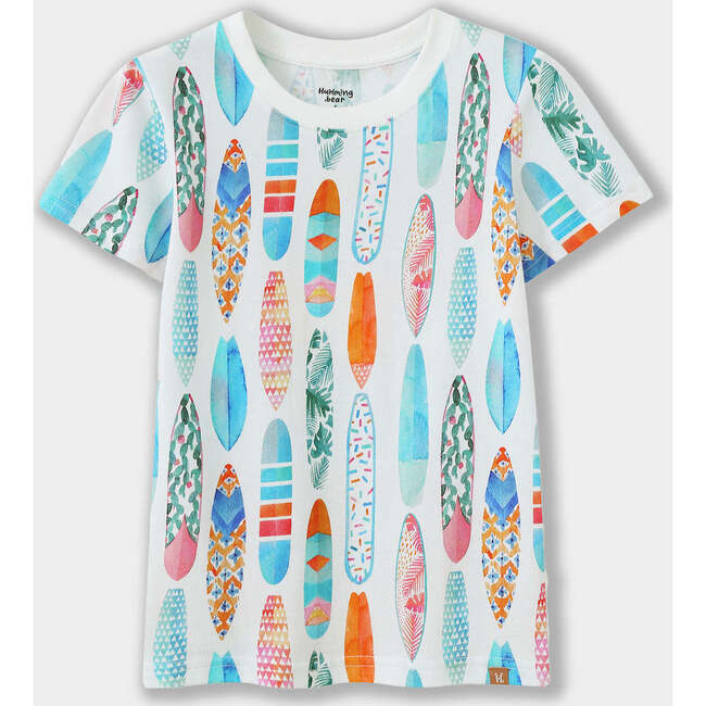 Watercolor Surfboard Short Sleeve Tee, Multi