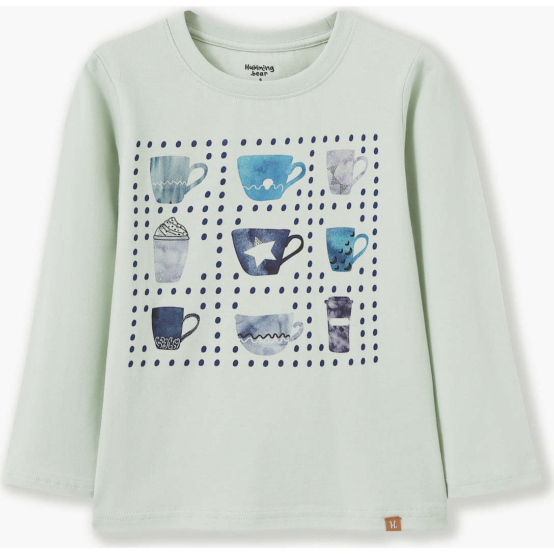 Happy Mugs Long Sleeve Tee, Green - T-Shirts - 1