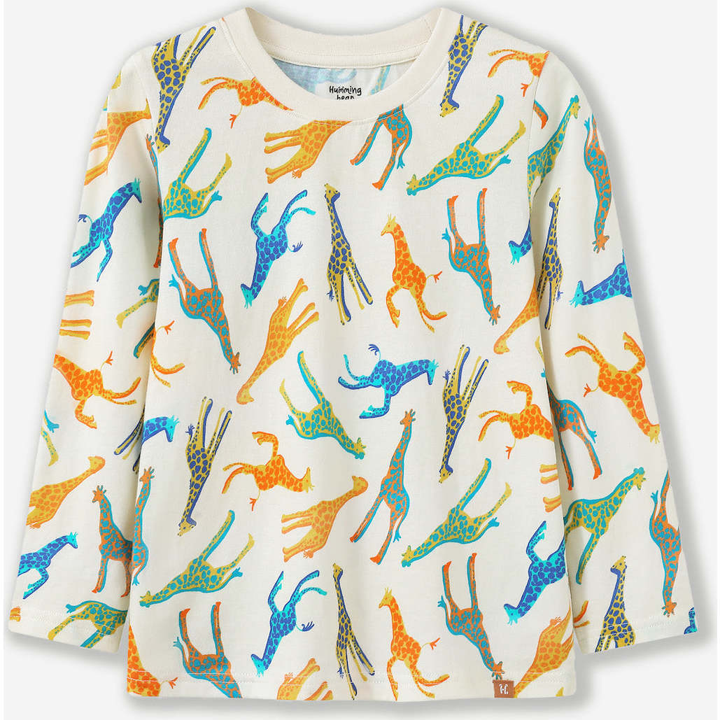 Colorful Giraffes Long Sleeve Tee, Multi - T-Shirts - 1
