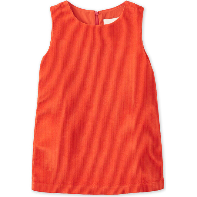 Organic Cotton Corduroy Dress, Dark Coral