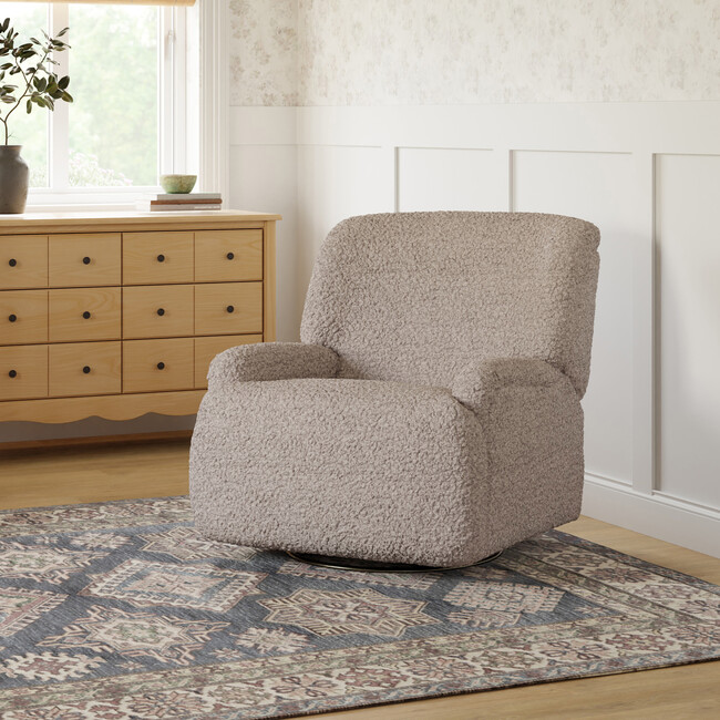 Winslow Extra Wide Recliner and Swivel Glider in Earl Grey Shearling - Nursery Chairs - 2