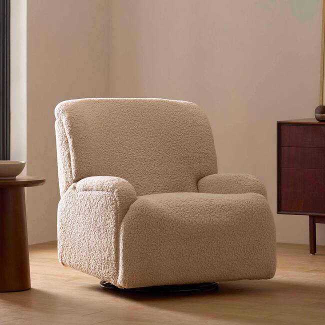 Winslow Extra Wide Recliner and Swivel Glider in Chai Shearling - Nursery Chairs - 2