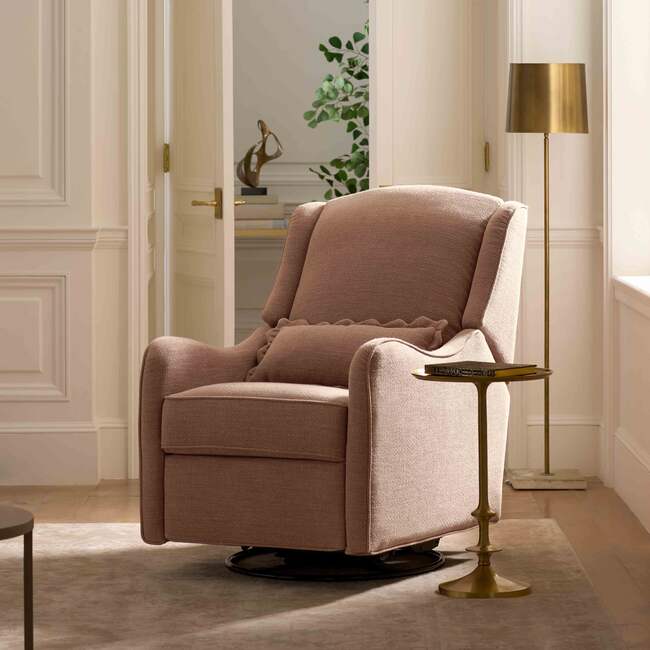 Devon Recliner and Swivel Glider in Performance Dusty Rose Eco-Basketweave - Nursery Chairs - 2