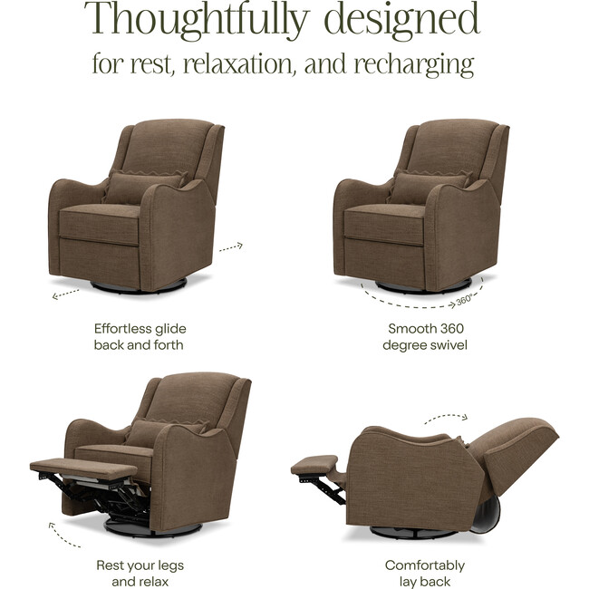 Devon Recliner and Swivel Glider in Performance Truffle Eco-Basketweave - Nursery Chairs - 5