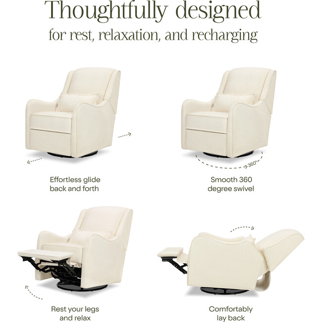 Devon Recliner and Swivel Glider in Performance Ivory Eco-Basketweave - Nursery Chairs - 4