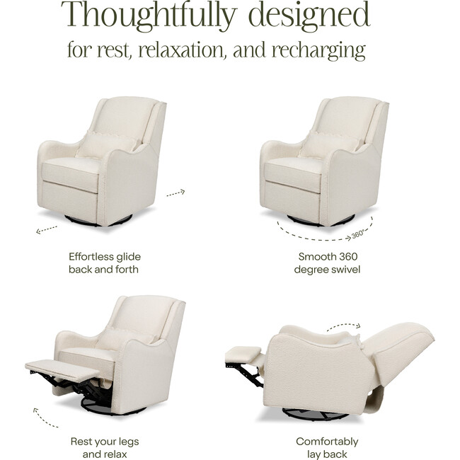 Devon Recliner and Swivel Glider in Ivory Boucle - Nursery Chairs - 6