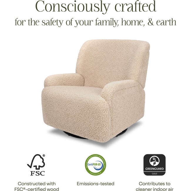 Winslow Extra Wide Recliner and Swivel Glider in Chai Shearling - Nursery Chairs - 8