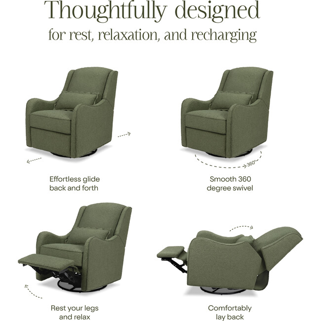 Devon Recliner and Swivel Glider in Olive Boucle - Nursery Chairs - 7