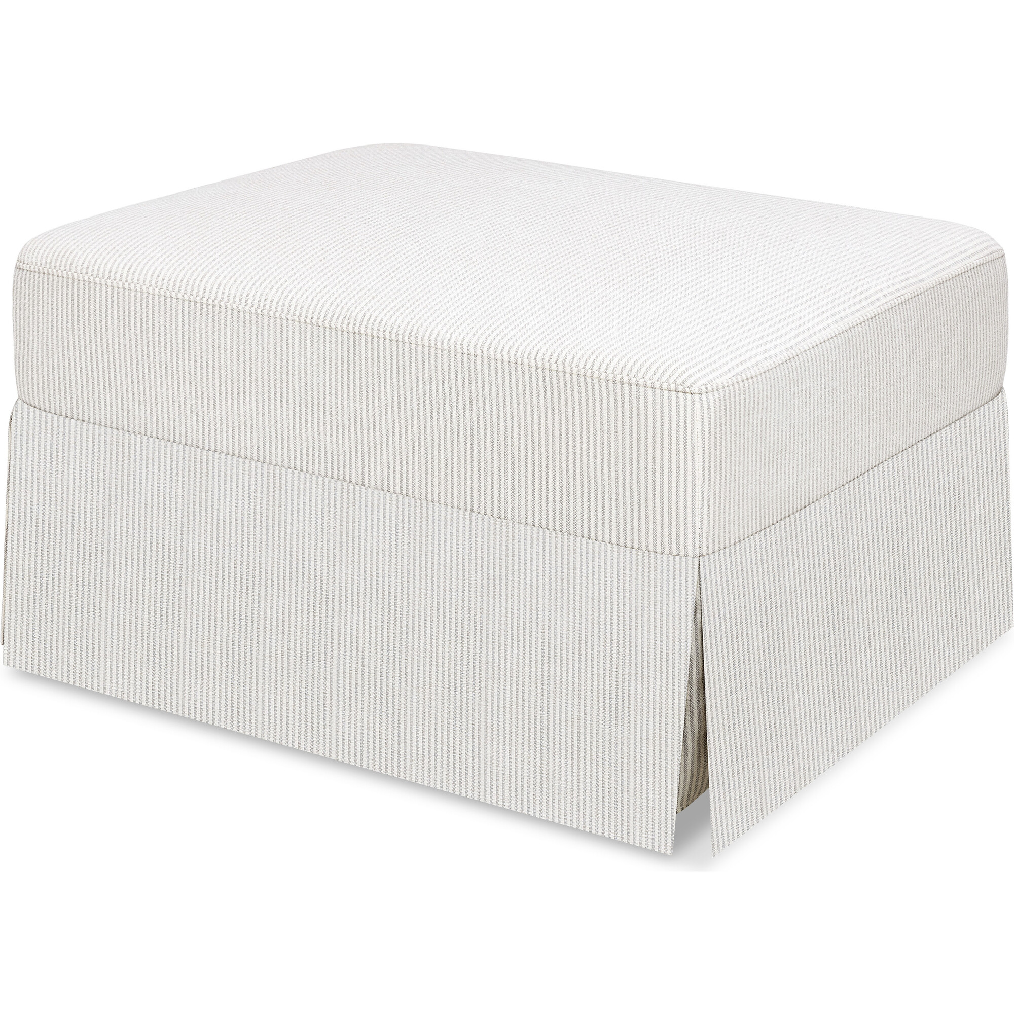 Crawford Gliding Ottoman in Fog Chatham Stripe Performance Eco-Weave - Ottomans - 1