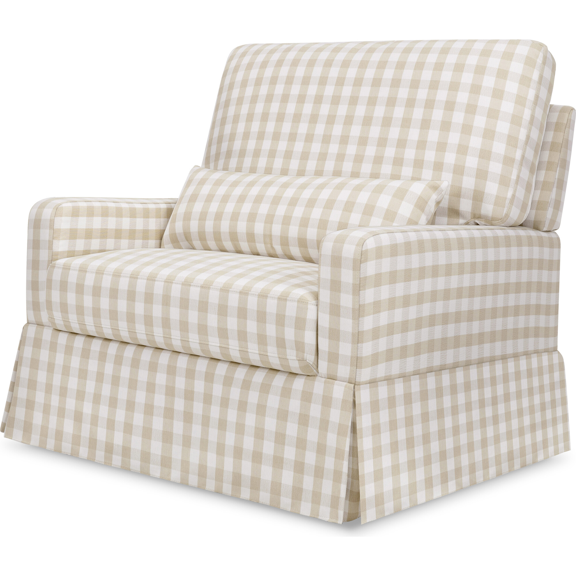 Crawford Pillowback Chair and a Half Comfort Swivel Glider in Tan Gingham - Nursery Chairs - 1