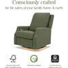 Crewe Electronic Recliner and Swivel Glider in Olive Boucle with Light Wood Base - Nursery Chairs - 5