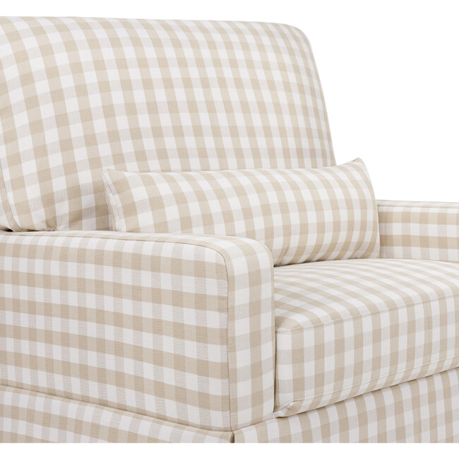 Crawford Pillowback Chair and a Half Comfort Swivel Glider in Tan Gingham - Nursery Chairs - 3