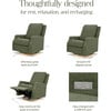 Crewe Electronic Recliner and Swivel Glider in Olive Boucle with Light Wood Base - Nursery Chairs - 6