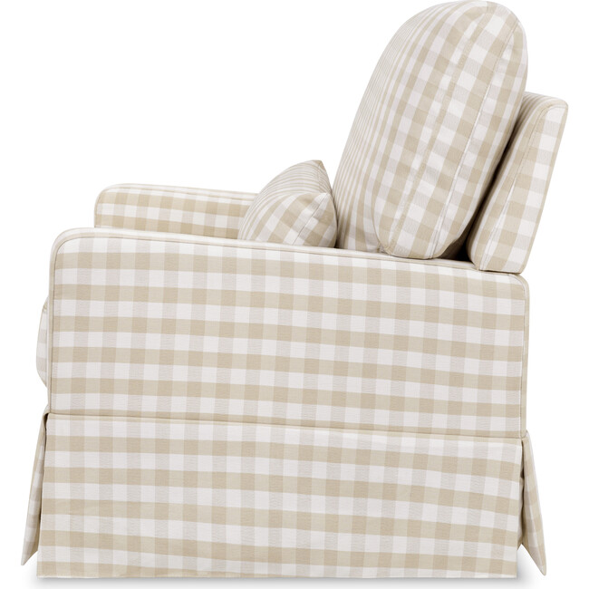 Crawford Pillowback Chair and a Half Comfort Swivel Glider in Tan Gingham - Nursery Chairs - 4