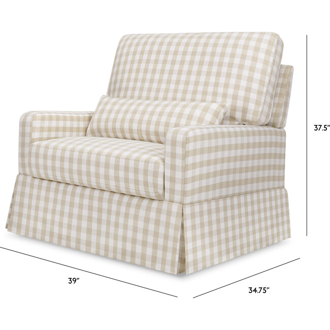 Crawford Pillowback Chair and a Half Comfort Swivel Glider in Tan Gingham - Nursery Chairs - 5