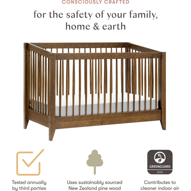 Babyletto Sprout 4 in 1 Convertible Crib with Toddler Bed Conversion Kit Natural Walnut