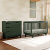 Hudson 3-in-1 Convertible Crib with Toddler Bed Conversion Kit in Forest Green - Cribs - 3