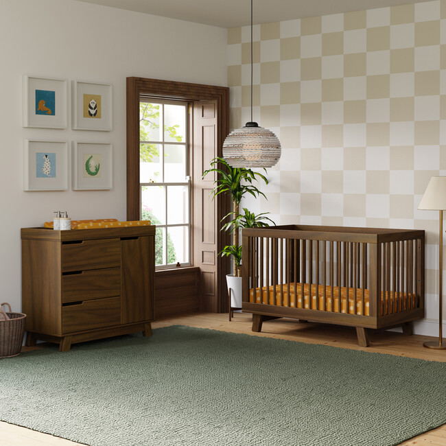 Hudson 3-in-1 Convertible Crib with Toddler Bed Conversion Kit in Natural Walnut - Cribs - 3