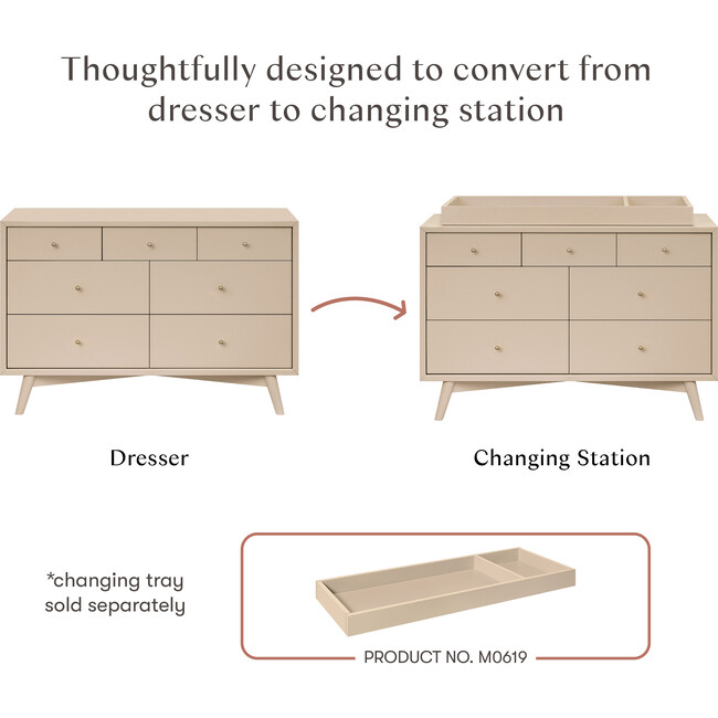 Palma 7-Drawer Assembled Double Dresser in Taupe - Dressers - 7