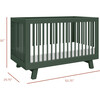 Hudson 3-in-1 Convertible Crib with Toddler Bed Conversion Kit in Forest Green - Cribs - 8