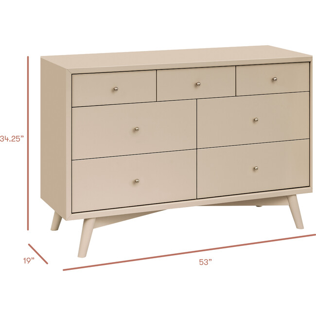 Palma 7-Drawer Assembled Double Dresser in Taupe - Dressers - 9