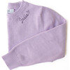 Monogram Embroidered Crewneck Sweater with Glitter, Lilac - Sweaters - 1 - thumbnail