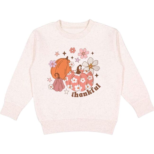 Thankful Pumpkin Daisy Thanksgiving Sweatshirt, Natural