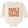 Mama's Little Turkey Thanksgiving Long Sleeve Romper, Natural - Onesies - 1 - thumbnail