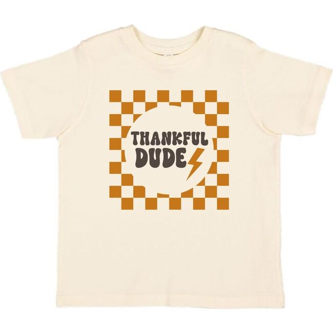 Thankful Dude Checker Thanksgiving Short Sleeve T-Shirt, Natural