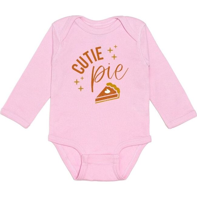 Cutie Pie Thanksgiving Long Sleeve Bodysuit, Pink