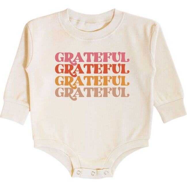 Grateful Thanksgiving Long Sleeve Romper, Natural