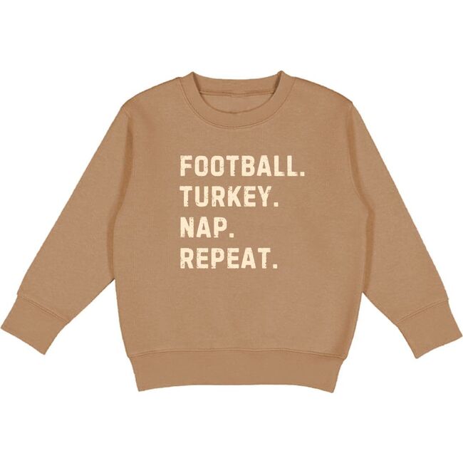 Football Turkey Nap Repeat Thanksgiving Sweatshirt, Mocha