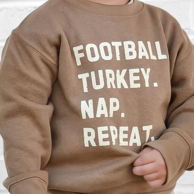 Football Turkey Nap Repeat Thanksgiving Sweatshirt, Mocha - Sweatshirts - 3