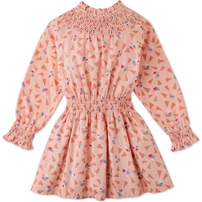 Soft Peached Print Long Sleeve Twill Dress, Multicolors - Dresses - 1