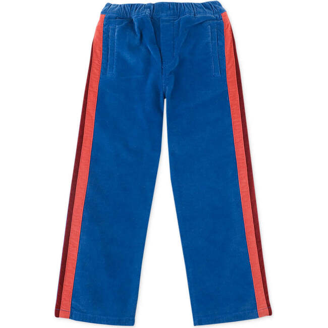 Velvet Side Striped Straight Corduroy Pants, Blue