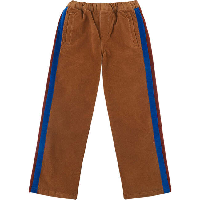 Velvet Side Striped Straight Corduroy Pants, Brown