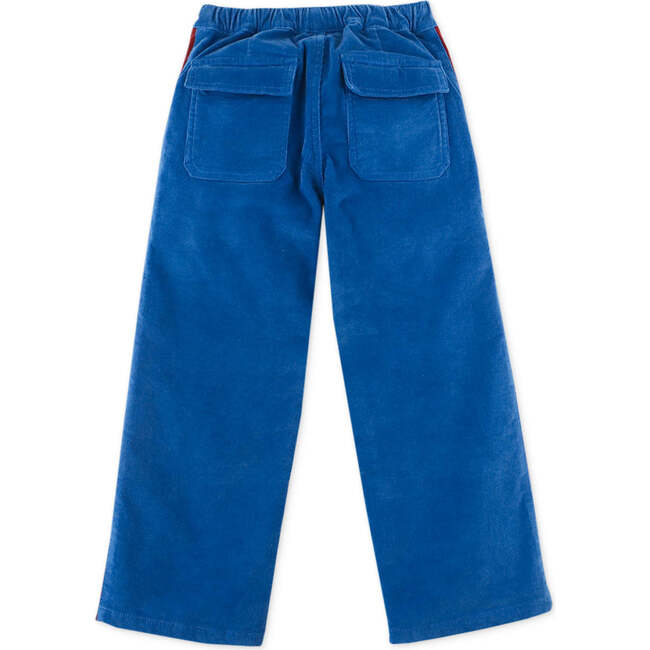 Velvet Side Striped Straight Corduroy Pants, Blue - Pants - 2