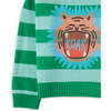 Tiger On Knit Striped Long Sleeve Pullover, Green - Sweaters - 4