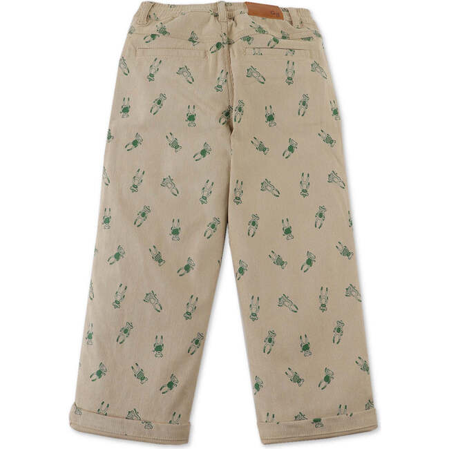 Sock Monkeys Print Straight Fit Corduroy Pants, Beige - Pants - 2