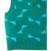 Triangles Intarsia Print Sleeveless Vest, Green - Vests - 4