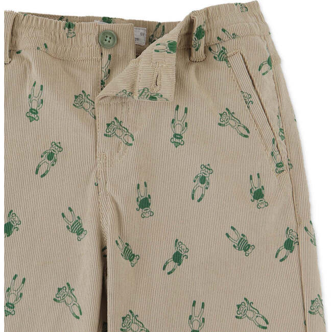 Sock Monkeys Print Straight Fit Corduroy Pants, Beige - Pants - 3