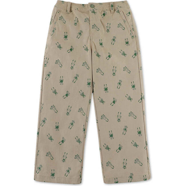 Sock Monkeys Print Straight Fit Corduroy Pants, Beige - Pants - 5