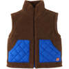 Sherpa & Wadded Taffeta Reversible Vest, Brown - Vests - 1 - thumbnail